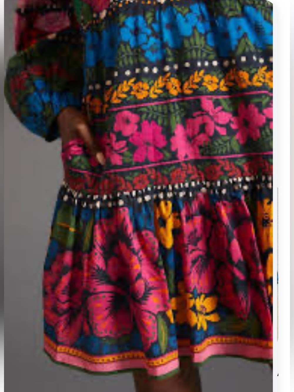 NWT retail $190 size M #Anthropologie,#FarmRio “Bright floral tunic mini dress”. - Picture 3 of 7